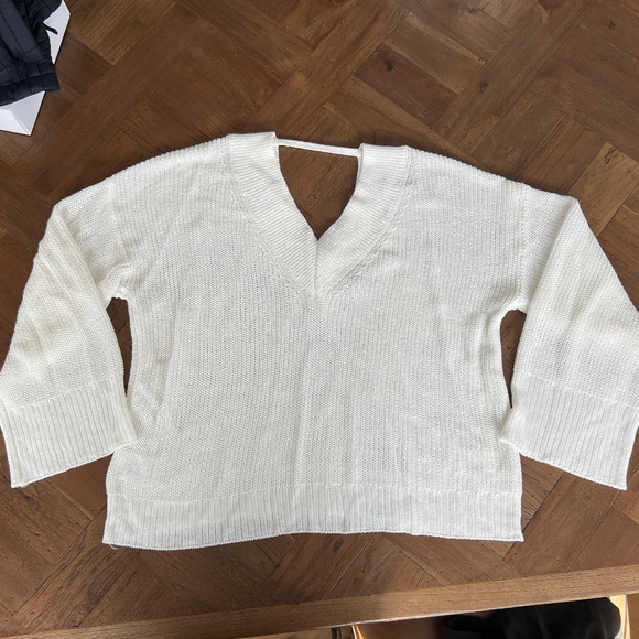 Country Road MESH V-NECK KNIT size 10 white - Picture 4 of 5